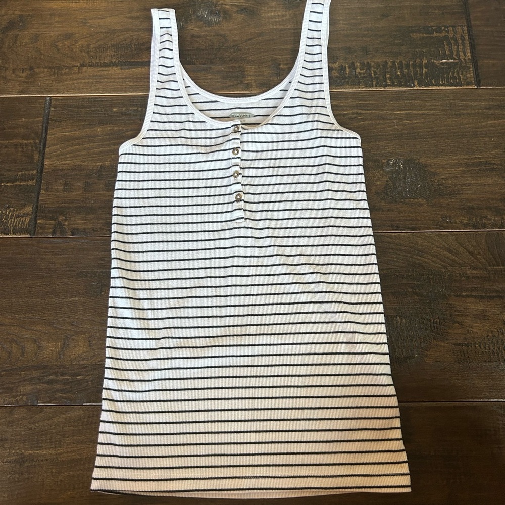 Old Navy Striped Tank Top with Button Accents